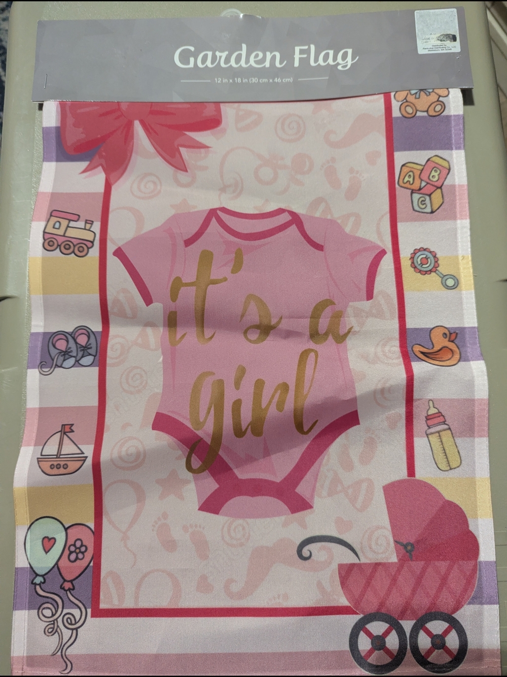Pink "It's a Girl" Garden Flag